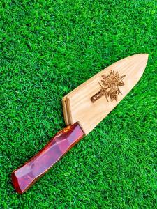 Couteau de chef en acier au carbone fait à la main manche en bois de résine personnalisé couteau de cuisine magnifiquement conçu pour la survie en camping. - Product Image 6