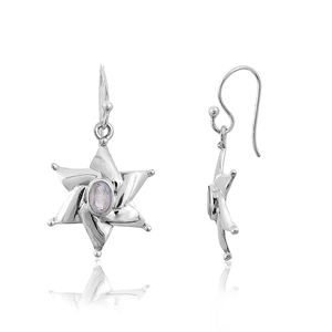Boucles d'oreilles en argent sterling 925 avec pierre de lune et étoile, légères, luxueuses, cadeau de mariage pour femmes, marquées - Product Image 2