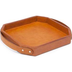 Modern leather serving <b>tray</b> for breakfast dinner or <b>snack</b> display on beds ottomans or coffee tables - Product Image 6