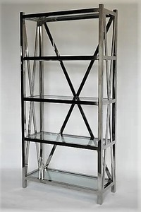 Estantería de Acero Inoxidable con Diseño de Mármol y 5 Niveles de Vidrio para Sala de Estar, Muebles de Biblioteca para el Hogar y la Oficina - Product Image 3