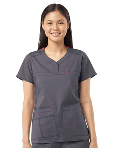 Unisex Customized Women's Nursing <b>Scrub</b> <b>Tops</b> Short Sleeve Hospital Uniform with Woven Spandex/Polyester Fabric Digital Print Set - Product Image 4