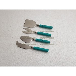 Nuevo diseño de resina de acero inoxidable hecho a mano mango elegante acabado queso Pizza desierto servidor 4 piezas Juego de cubiertos - Product Image 2