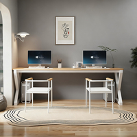 Bureau double Panneau lumineux en bois Bureau d'ordinateur moderne de luxe Bureau de bureau Chambre à coucher Table d'étude simple Table d'écriture Établi