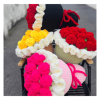 Flores de Hilo de Ganchillo Hechas a Mano para Arreglos Florales, Decoración de Interiores, Empaque Creativo - Regreso a Clases, Día de la Madre