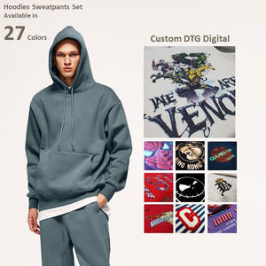 เสื้อฮู้ดมีซิปไซส์ใหญ่พิเศษสำหรับผู้ชายผ้าฝ้าย100% ซักได้กรดพิมพ์ลาย Dtg - Product Image 5