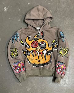 Sweat à capuche vintage 100% coton zippé de haute qualité lavé à l'acide pour hommes Logo personnalisé imprimé doublé avec un design uni Fourniture OEM - Product Image 2