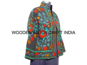 Trending Handmade <b>Duck</b> Canvas Suzani Jacket Cotton Filled Quilted Eco-Friendly Breathable Floral Pattern Winter Regular Women - Product Image 4