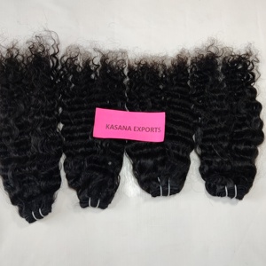 Fabrique 100% vietnamien vierge couleur naturelle en gros machine double trame dentelle avant perruques vagues profondes extensions de cheveux humains - Product Image 2