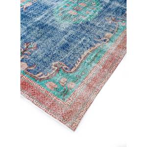 Alfombra Clásica Azul de Lana Anudada a Mano, Diseño Vintage Pae-2439 con Medallón Rectangular, Reciclada, para Habitación de Adolescentes, Sala de Estar o Pasillo - Product Image 2