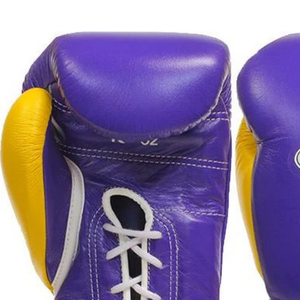Gants de boxe à lacets Winning, violet et jaune, en cuir véritable de qualité supérieure, pour l'entraînement et le sparring, édition limitée, 8oz et 10oz - Product Image 4