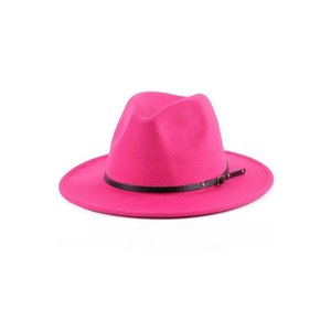 Sombrero Fedora de fieltro de lana de estilo clásico con ala ancha, corona pellizcada, banda de cuero PU marrón para adultos Unisex, adolescentes, actividades al aire libre - Product Image 1