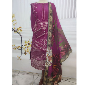 Mujeres Casual bordado Salwar Kameez indio-pakistaní secado rápido listo para usar tela ligera fácil de lavar y mantener - Product Image 3