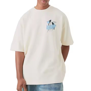 เสื้อยืดคอกลมทรงบ็อกซี่ฟิตเนสพิมพ์ลายจอผ้าฝ้ายทรงโอเวอร์ไซส์สไตล์สตรีท DIY โลโก้ได้ตามต้องการ - Product Image 1