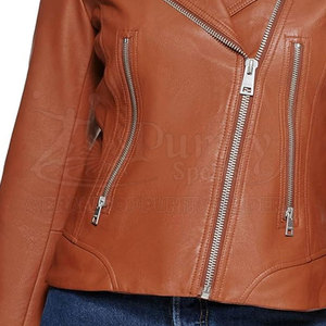 Chaqueta de cuero genuino de Invierno para mujer Diseño de cremallera de punto de moda Característica transpirable Venta en línea - Product Image 6