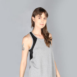 Camiseta de algodón ligera atlética de talla grande para mujer de alta calidad, camisetas sin mangas con bloque de Color trasero redondo, serigrafía frontal personalizada - Product Image 1