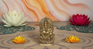 Golden Brass Om Ganesha <b>Wall</b> Hanging Idol with Small Bells Vertical Pattern Mandir <b>Wall</b> <b>Decor</b> for Door for Diwali Gift - Product Image 6