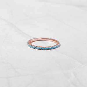 Bague empilable éternelle en argent sterling 925, design exceptionnel, pierre précieuse turquoise bleue, plaqué or, bijoux fantaisie classiques, 3A Party - Product Image 1