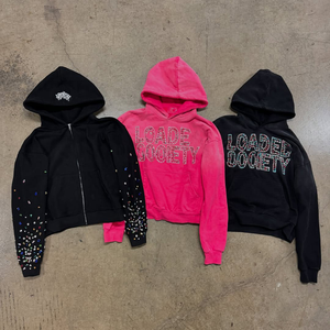 Custom Screen Print Logo French Terry Oversized Heavy Cotton Acid Wash Sun Faded <b>Men</b> Rhinestone Hoodies sweatshirt for unisex - Product Image 6