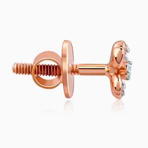 ต่างหูสีโรสโกลด์พริมโรสวินเทจรูปดอกไม้ผีเสื้อทันสมัยประดับเพชรเพทายประดับมุกไทเทเนียมโรเดียม - Product Image 6