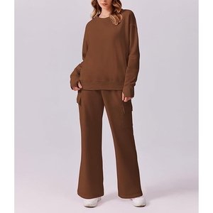 Ensemble de survêtement décontracté pour femme, 2 pièces, manches longues, coupe large, en coton, de haute qualité, pour l'automne - Product Image 4