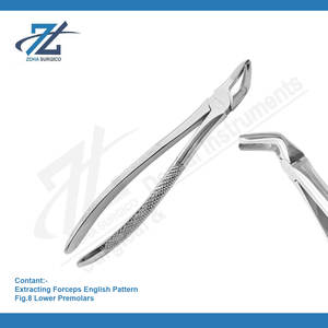 Fórceps de extracción Fig 8 Premolares inferiores Patrón de inglés Premium Fórceps de extracción dental Juego dental Instrumentos quirúrgicos - Product Image 2