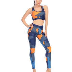 Ensemble de vêtements de yoga pour femmes actives de haute qualité, sur mesure, grande taille, respirant, à séchage rapide, en coton, deux pièces, soutien-gorge de sport sans couture, legging - Product Image 3