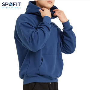 เสื้อฮู้ดผ้าฝ้ายโอเวอร์ไซส์สำหรับผู้ชายเสื้อครอปโบซี่โชว์ไหล่หนาทรงโอเวอร์ไซส์ออกแบบโลโก้ได้ตามต้องการ - Product Image 5