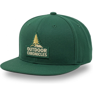 Casquette de baseball en toile à 6 panneaux à visière plate, avec logo brodé personnalisé, fabriquée au Vietnam, vert forêt, pour le cyclisme, la pêche et le sport - Product Image 2