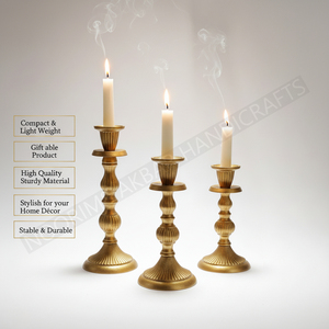 Portavelas de pilar de aluminio de tendencia superior, Juego de 3, acabado dorado, mesa decorativa para Interior del hogar, calidad de exportación - Product Image 4