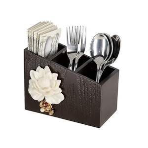 Porte-cuillères en bois imprimé finition naturelle avec motif design – Organiseur de cuillères de cuisine en bois imprimé - Product Image 2