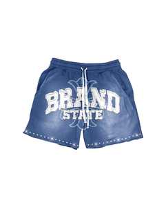 Fabricantes Ropa de ropa de calle personalizada Rhinestone Vintage Shorts distress Print cordón corto Hombres bolsillo lateral corto - Product Image 4