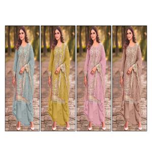 Diseñador indio pakistaní Exclusivo Última tela Semi-Cosido Salwar Kameez Ropa de fiesta étnica de moda Adultos Ocasiones nupciales - Product Image 1