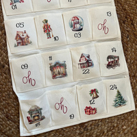 Calendrier de l'Avent Décoratif en Toile, Personnalisable, 24 Pochettes, Créatif, Écologique, Durable, Vente en Gros