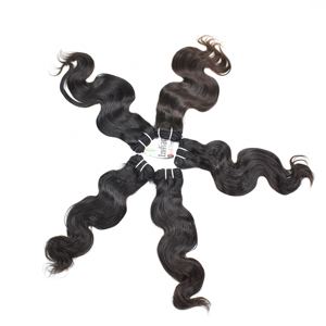 Vente en gros donneur unique cuticule alignée pas cher couleur noire faisceaux naturels vague de corps vierge indienne tissage extensions de cheveux humains - Product Image 1