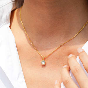 <b>Black</b> Pearl Jewels Trendy Simple Design 925 Sterling Silver 2 Carat Moissanite Flower-shaped Solitaire Link <b>Chain</b> <b>Necklace</b> - Product Image 6