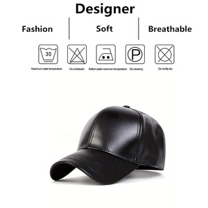 PU Leather Solid Color Baseball Caps Spring and Autumn Outdoor Adjustable Casual Hats <b>Sunscreen</b> Hat - Product Image 4