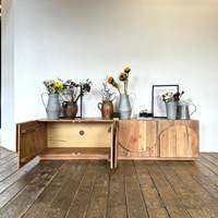 Soporte de TV de madera de acacia maciza Archer, diseño moderno para sala de estar, dormitorio, comedor, uso en hotel o apartamento