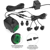Pompe de fontaine submersible certifiée ETL Barst JR-1500LV 400GPH, LED 25W, ultra silencieuse, AC 12V, garantie 12 mois, cordon de 6,5 pieds pour
