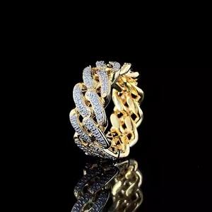 Anillo Cubano Chapado en Oro Amarillo de 18k con Diamantes VVS, Anillo de Compromiso y Boda con Diamantes Reales, Estilo Hip Hop, Joyería Fina - Product Image 2