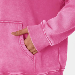 Produits confortables décontracté Streetwear goutte épaule Figures respirant écologique sweats à capuche tricoté à l'acide lavage à capuche femmes - Product Image 5