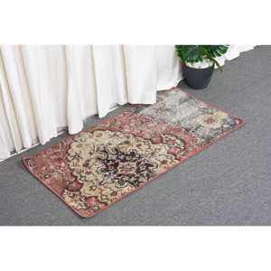 Tapis Vintage Turc Beige Rouge 1.7 X 3.2ft Grande Surface Style Kilim Motif Abstrait Laine avec Support en Latex pour Couloir Chambre - Product Image 3