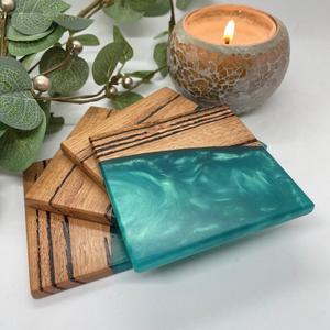 Dark Black Fancy Resin & Wooden <b>Coasters</b> <b>Heat</b> Resistant Modern Design Multi-Color 400mm Diameter for Home & Hotel Tabletop Use - Product Image 5