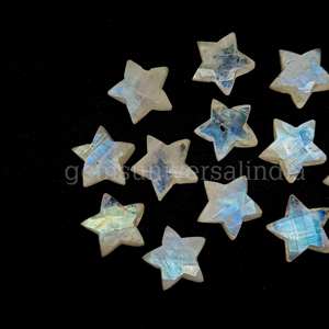 Loose White Moonstone Carved Star, Fancy Gemstone <b>Beads</b> for Pendant, 6 Point Star <b>Blue</b> Diy Jewelry Accessories Rainbow Moonstone - Product Image 5