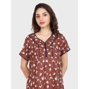 Evolove Camisón maxi estampado de rayón para mujer, ropa de dormir súper cómoda con cordón elástico en la cintura para verano (Magenta) - Product Image 1