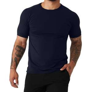 Camiseta negra con logotipo personalizado en blanco 100% algodón orgánico camiseta ligera para hombres camisetas casuales de alta calidad ajustadas - Product Image 1