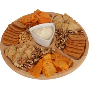 Planche de service rotative en bois de hêtre à 3 compartiments, 33 cm, finition à l'huile végétale, pour fromages et charcuteries, logo personnalisé - Product Image 1