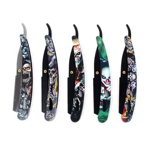 Maquinilla de afeitar recta de etiqueta privada Moq bajo, maquinilla de afeitar de Metal galvanoplastia con logotipo personalizado para hombres, maquinilla de afeitar para Barba con caja para hombres - Product Image 1