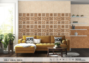 Carreaux en porcelaine antidérapants de style rétro vintage 60x60 cm 208 - Surface mate rustique 600x600 mm Carreaux marocains en surbrillance pour l'intérieur - Product Image 3
