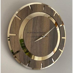 Most Beautiful Unique Designer Top Quality Mangoo Wooden And Black Color Powder Coated Metal Square Shape Frame Wall <b>Clock</b> - Product Image 2