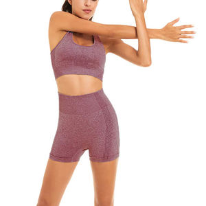 SIBRIN Factory Made Two Piece Women's Yoga Sets Custom Logo Seamless Activewear High Waist Gym Clothing Sports Bra & Pants Set - Product Image 4